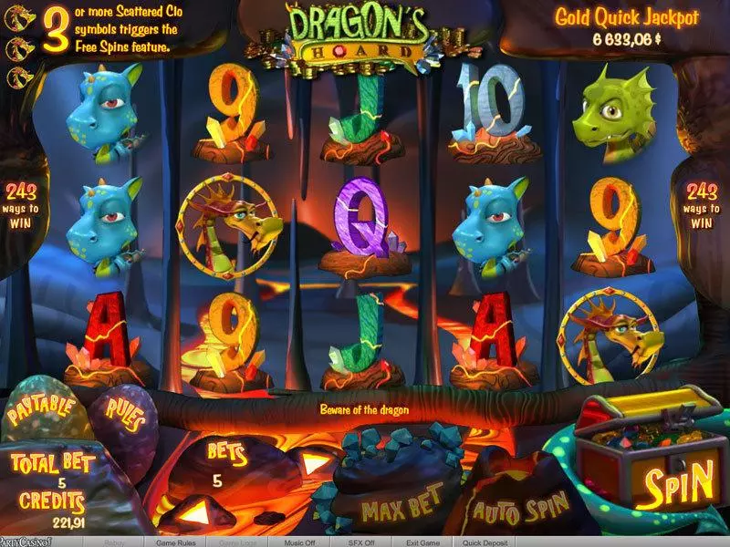 Main Screen Reels - bwin.party Dragon's Hoard Slot