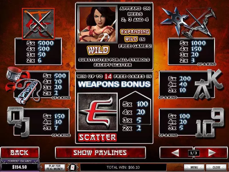 Info and Rules - PlayTech Elektra Slot