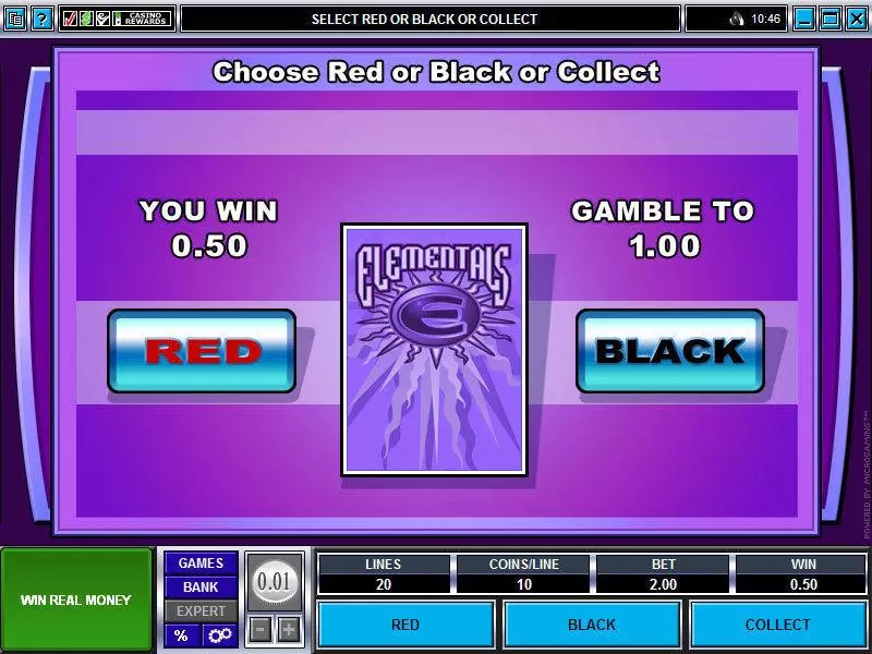 Gamble Screen - Microgaming Elementals Slot