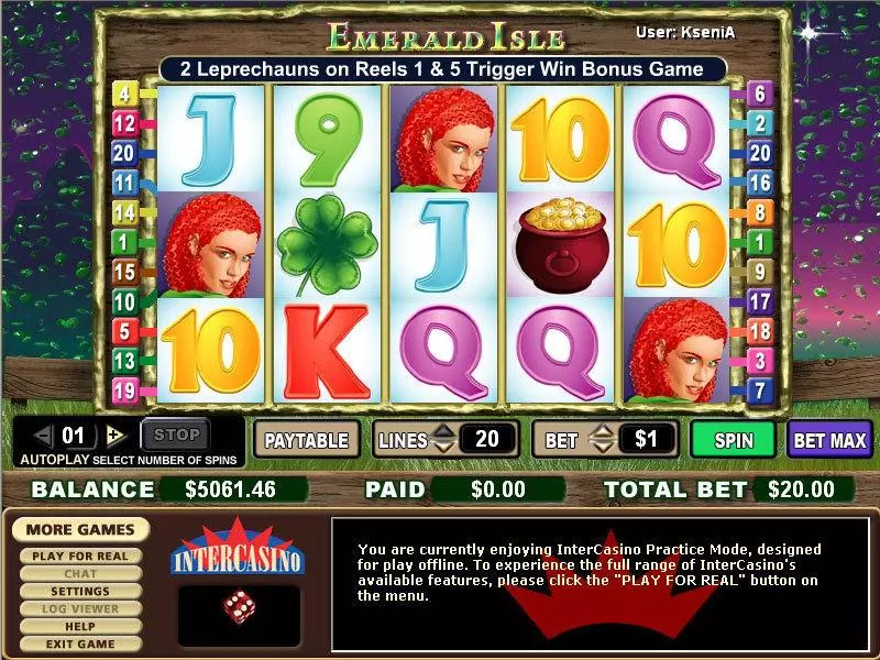 Main Screen Reels - CryptoLogic Emerald Isle Slot