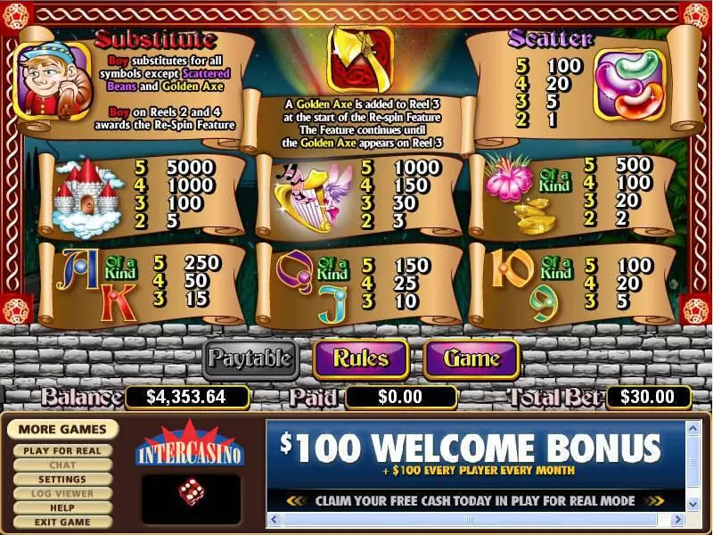 Info and Rules - CryptoLogic Enchanted Beans Slot