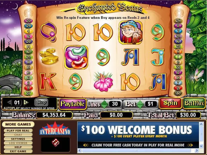 Main Screen Reels - CryptoLogic Enchanted Beans Slot