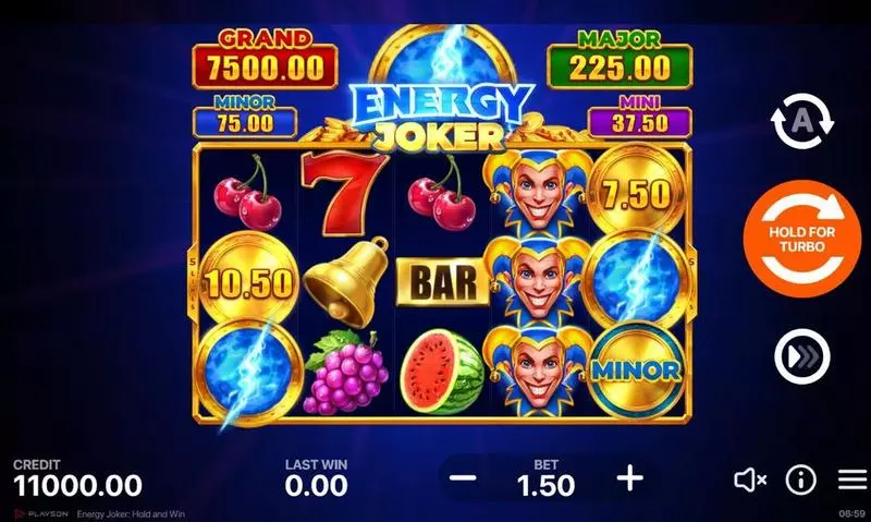 Main Screen Reels - Playson Energy Joker - Hold and Win Slot