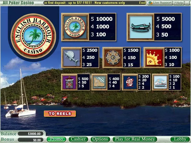Info and Rules - Vegas Technology English Harbour Slot
