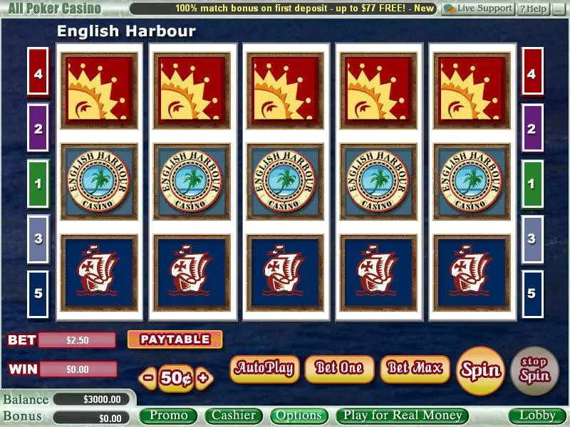 Main Screen Reels - Vegas Technology English Harbour Slot
