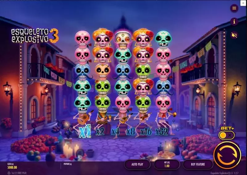 Main Screen Reels - Thunderkick Esqueleto Explosivo 3 Slot