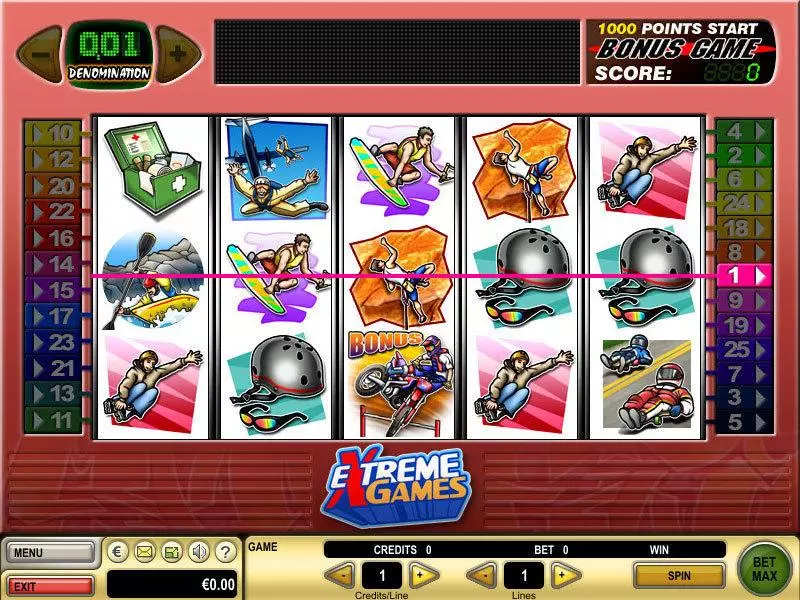 Main Screen Reels - GTECH Extreme Games Slot