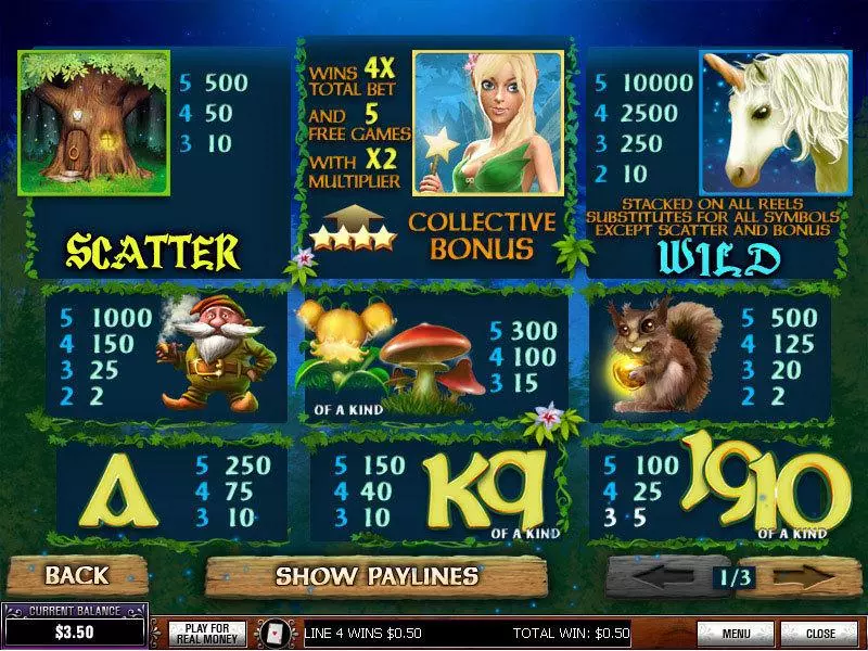 Info and Rules - PlayTech Fairy Magic Slot