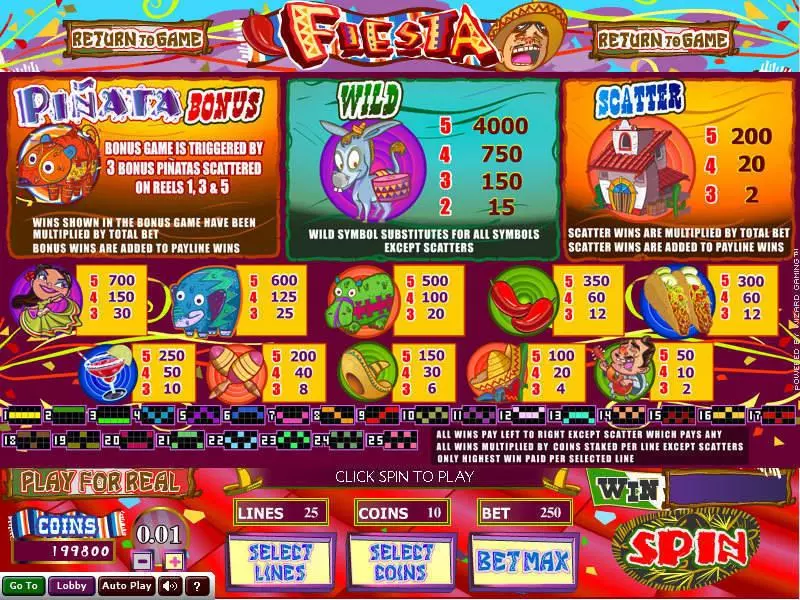 Info and Rules - Wizard Gaming Fiesta Slot