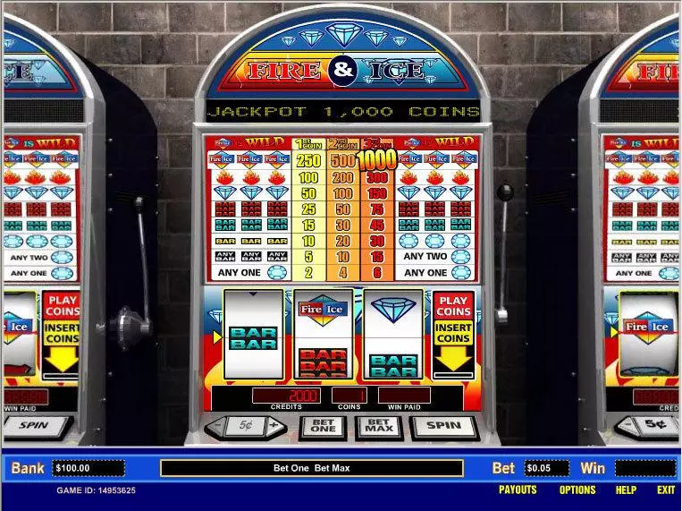Main Screen Reels - Parlay Fire and Ice 1 Line Slot