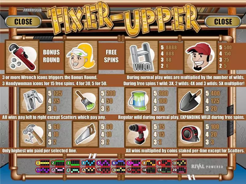 Info and Rules - Rival Fixer Upper Slot
