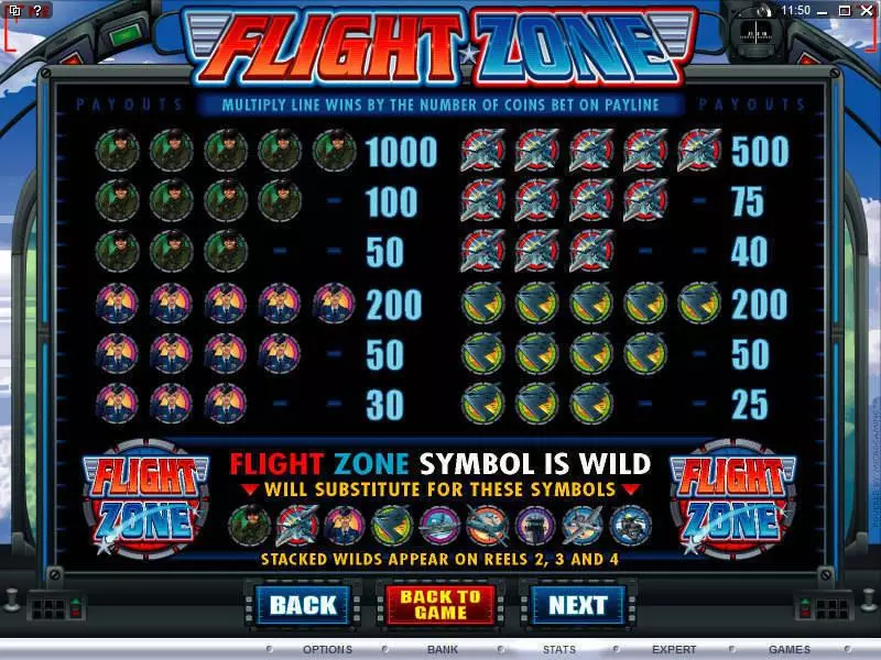 Info and Rules - Microgaming Flight Zone Slot