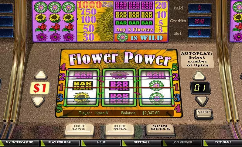 Main Screen Reels - CryptoLogic Flower Power Slot
