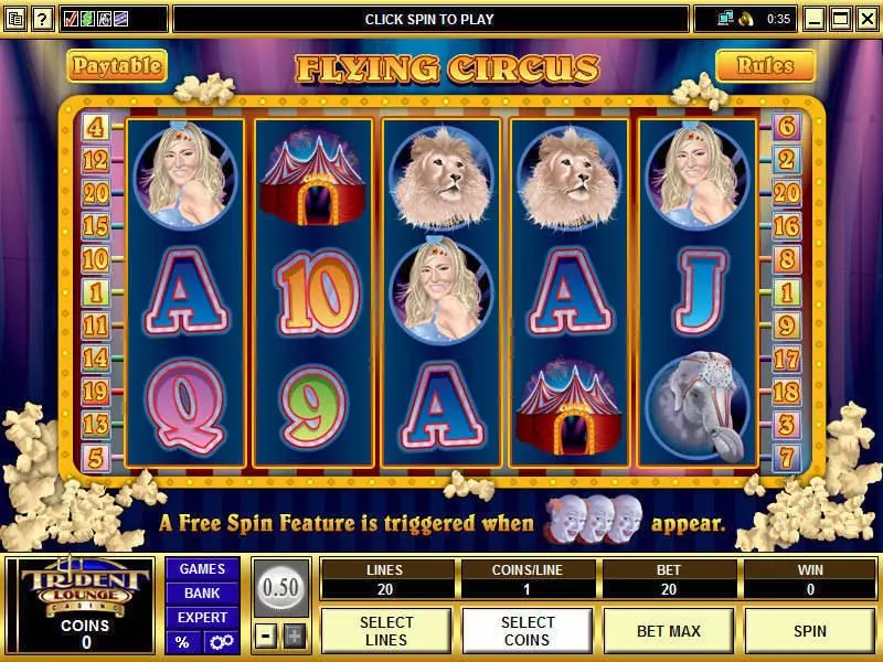 Main Screen Reels - Microgaming Flying Circus Slot