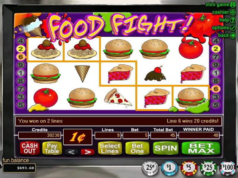 Main Screen Reels - RTG Food Fight Slot