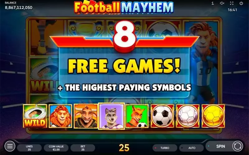 Free Spins Feature - Endorphina Football Mayhem Slot