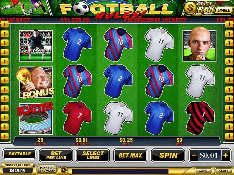 Main Screen Reels - PlayTech Football Rules! Slot