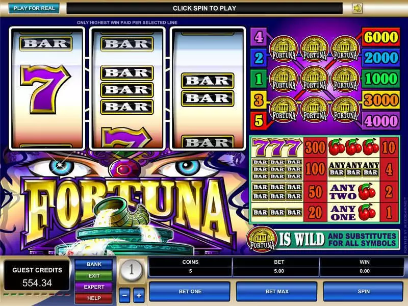 Main Screen Reels - Microgaming Fortuna Slot