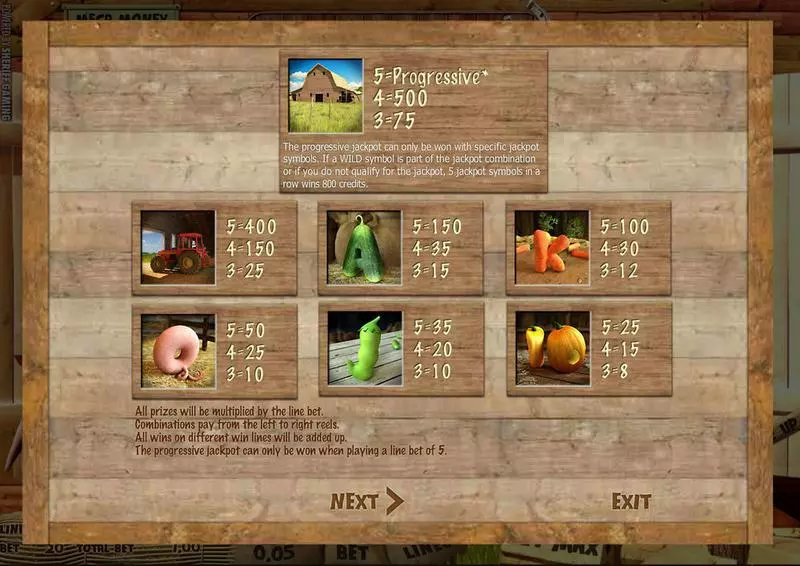 Info and Rules - Sheriff Gaming Fortune Farm Slot
