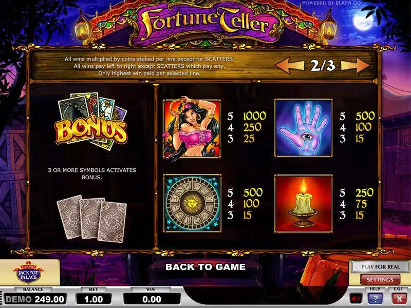 Info and Rules - Play'n GO Fortune Teller Slot