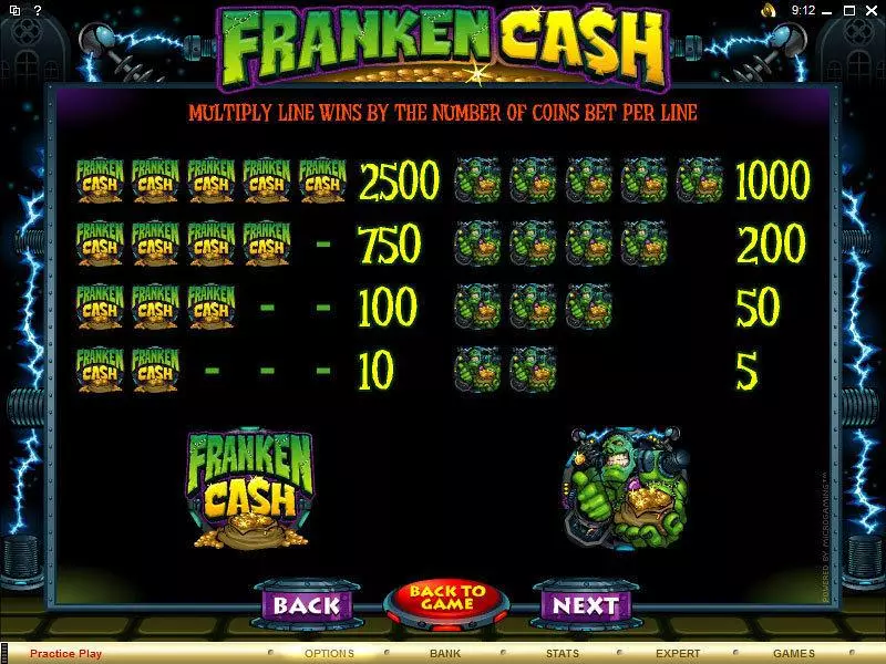 Info and Rules - Microgaming Franken Cash Slot