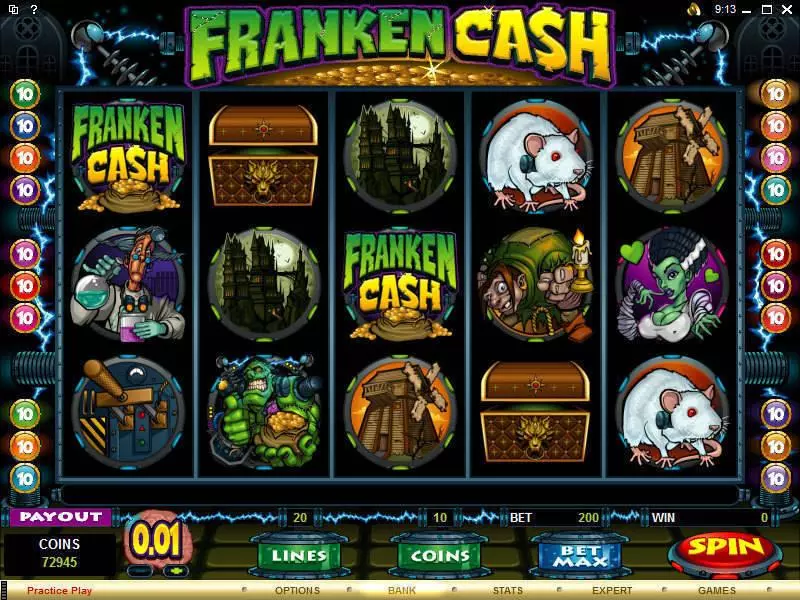 Main Screen Reels - Microgaming Franken Cash Slot