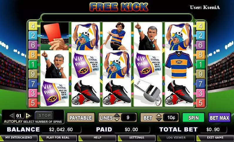 Main Screen Reels - CryptoLogic Free Kick Slot