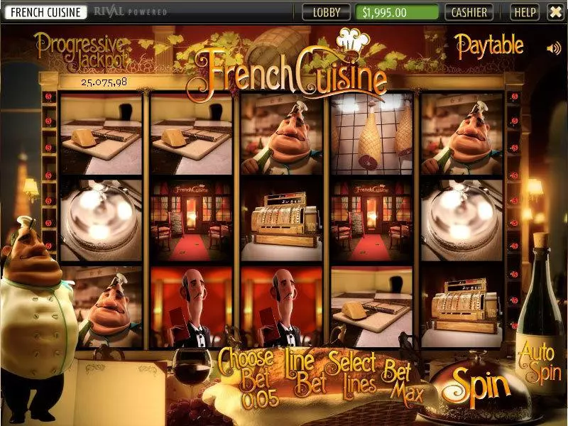 Main Screen Reels - Sheriff Gaming French Cuisine Slot