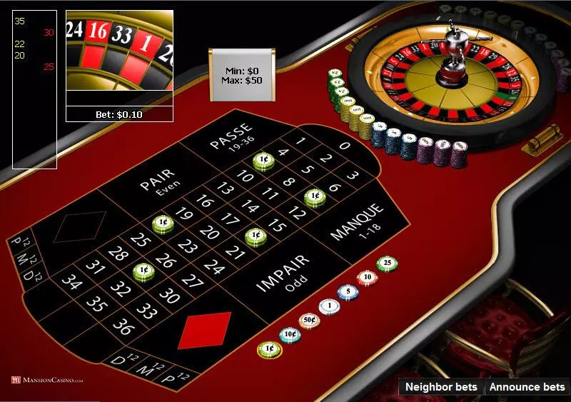 Table ScreenShot - PlayTech French Roulette Table