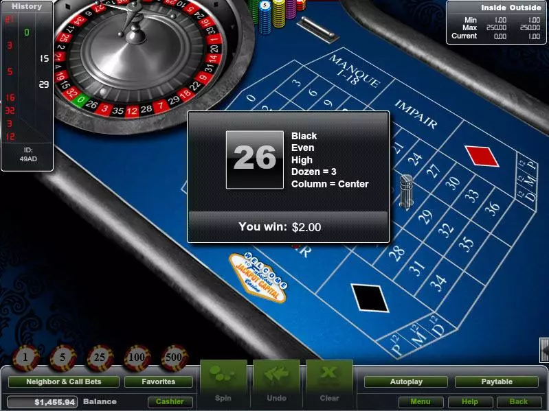 Table ScreenShot - RTG French Roulette Table