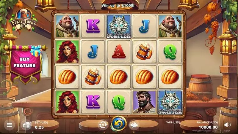 Main Screen Reels - Mascot Gaming Friar Tuck's Inn Slot