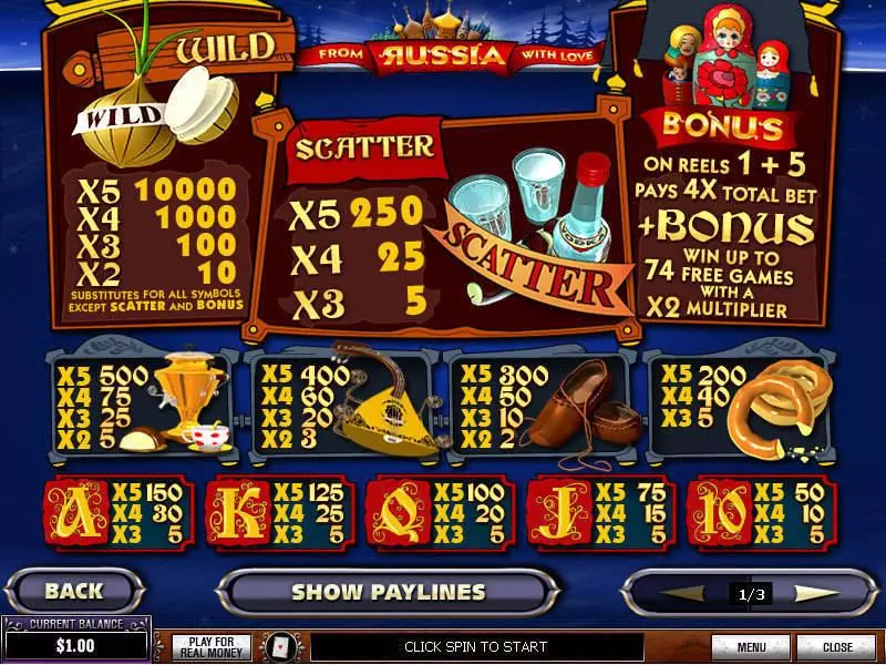 Info and Rules - PlayTech From Russia With Love Slot