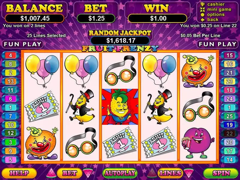 Main Screen Reels - RTG Fruit Frenzy Slot
