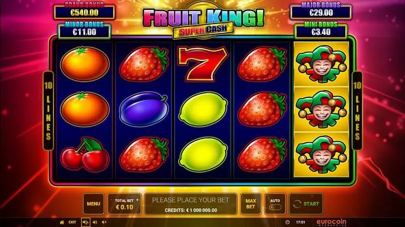 Main Screen Reels - Greentube Fruit King Super Cash Slot