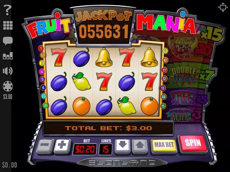 Main Screen Reels - Slotland Software Fruit Mania Slot