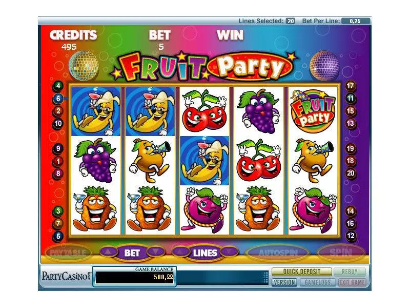 Main Screen Reels - bwin.party Fruit Party Slot