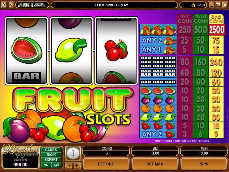 Main Screen Reels - Microgaming Fruit Slot