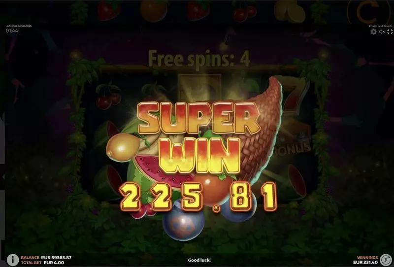Introduction Screen - Mancala Gaming Fruits and Bombs Slot