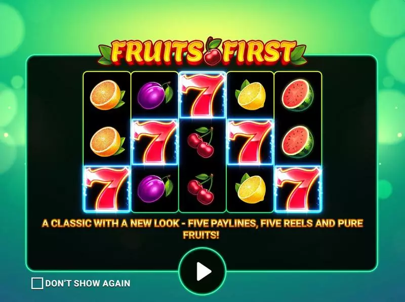 Introduction Screen - Apparat Gaming Fruits First Diamond Treasures Slot