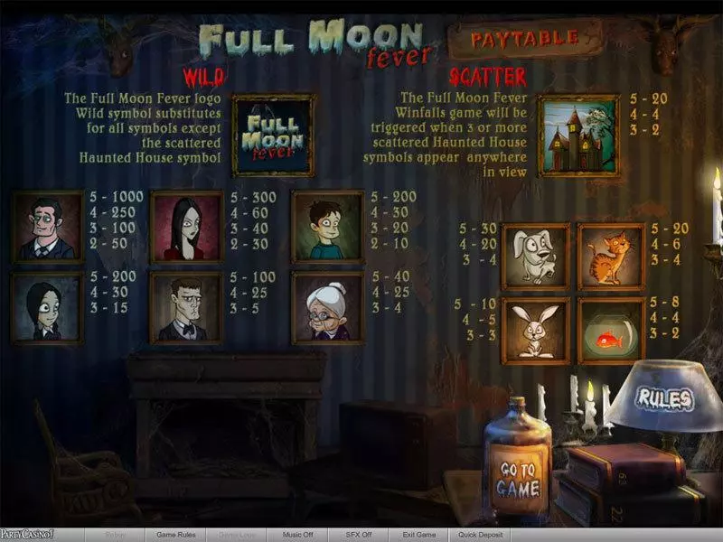 Info and Rules - bwin.party Full Moon Fever Slot