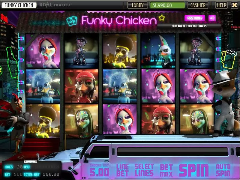 Main Screen Reels - Sheriff Gaming Funky Chicken Slot