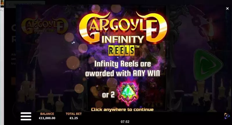 Introduction Screen - ReelPlay Gargoyle Infinity Reels Slot