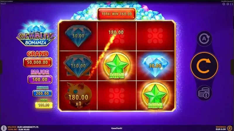 Main Screen Reels - Mancala Gaming GemBlitz Bonanza Slot