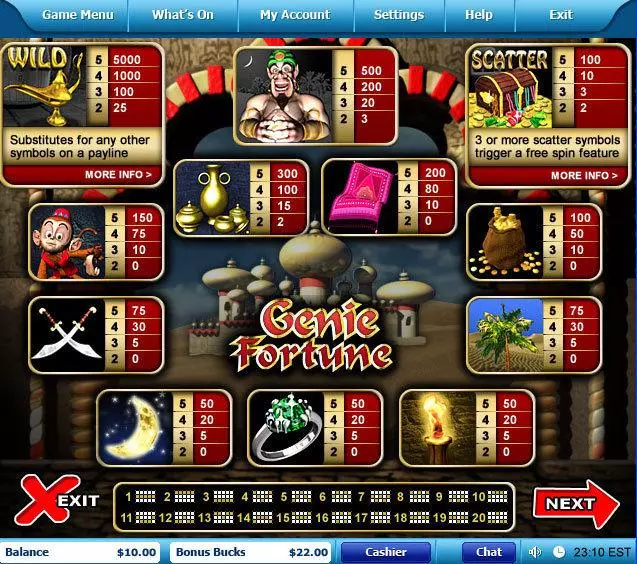 Info and Rules - Leap Frog Genie Fortune Slot