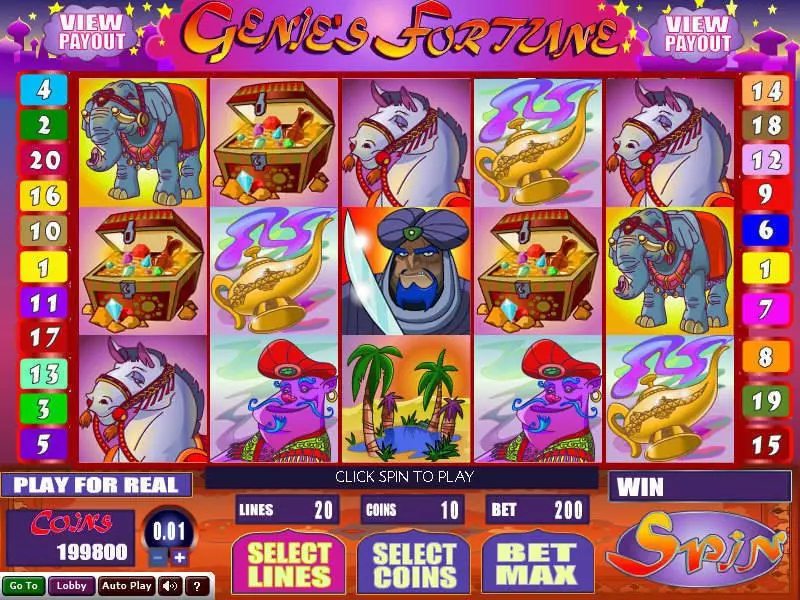 Main Screen Reels - Wizard Gaming Genie's Fortune Slot