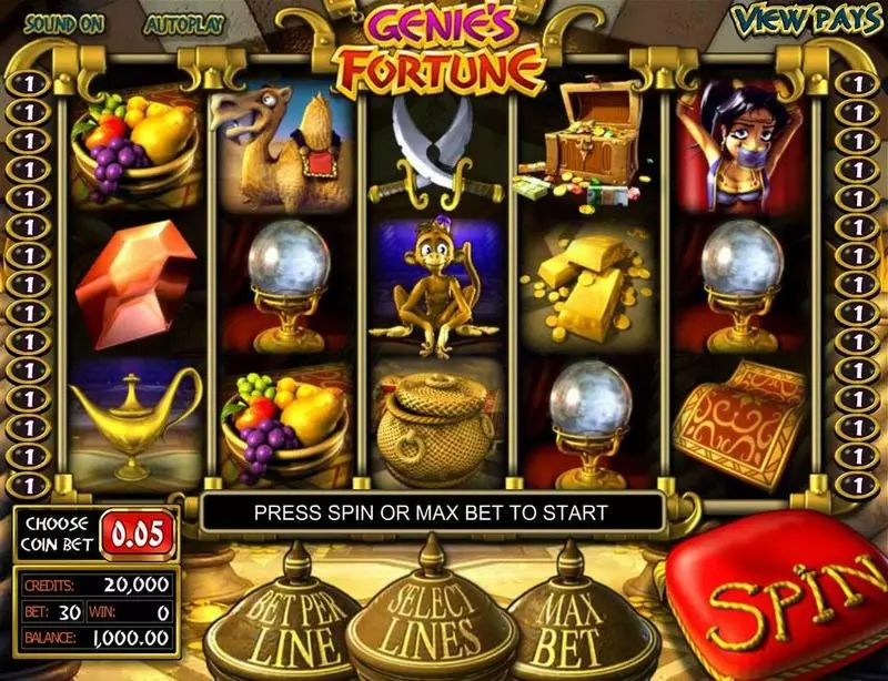 Main Screen Reels - BetSoft Genie's Fortune Slot