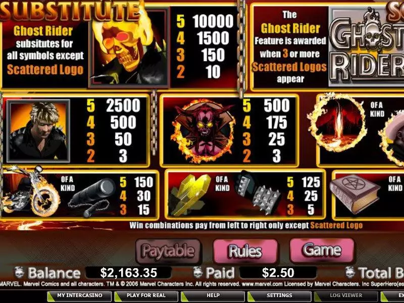 Info and Rules - CryptoLogic Ghost Rider Slot