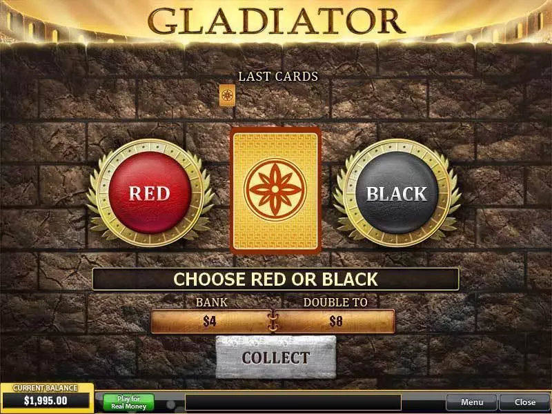Gamble Screen - PlayTech Gladiator Slot