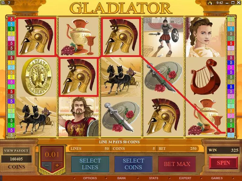 Main Screen Reels - Microgaming Gladiator Slot