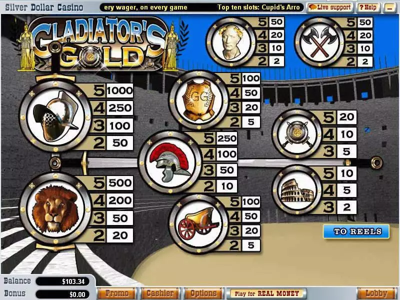 Info and Rules - WGS Technology Gladiator's Gold Slot